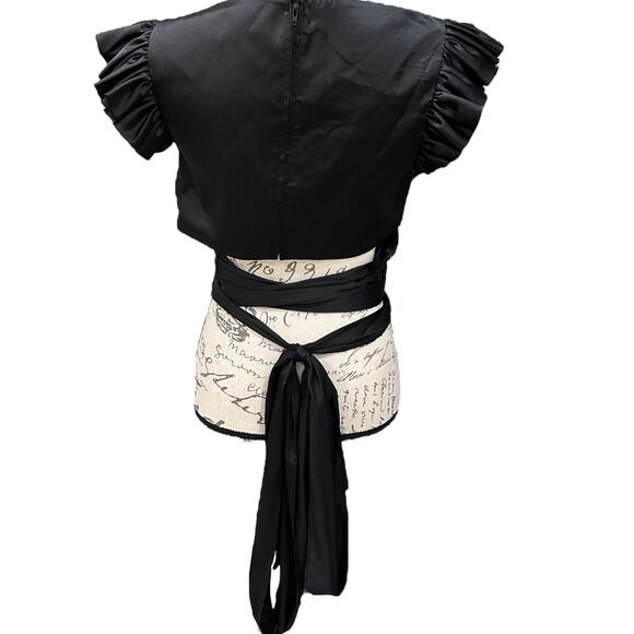 Mac Duggal Ruffle Cap Sleeve Wrap Top - Picture 3 of 6